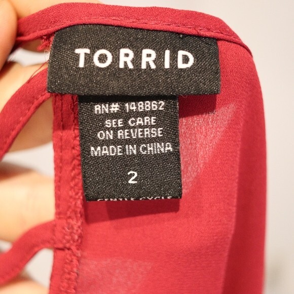 Torrid Plus Size 2 Hot Pink Fuchsia Top - Semi Sheer Cage Back Short Sleeve - Picture 9 of 10